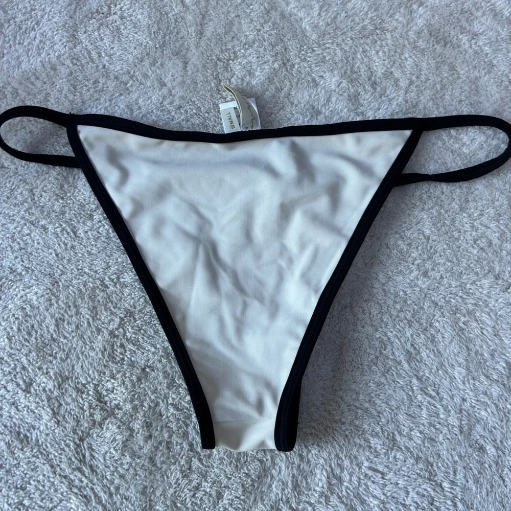 Lovewave White Black Colorblock High Cut Bikini Bottom Small RN132829